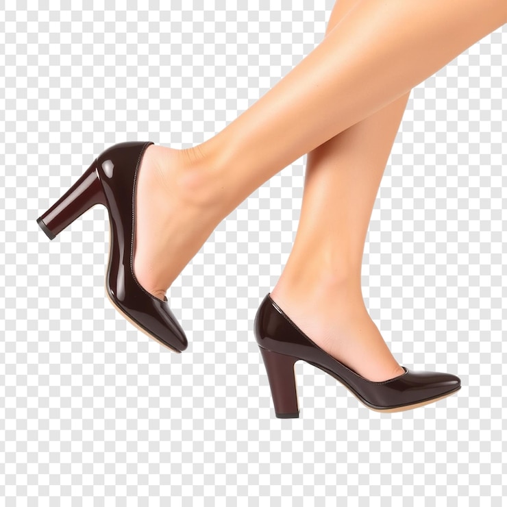 PSD las piernas de una mujer con un par de zapatos en un fondo transparente