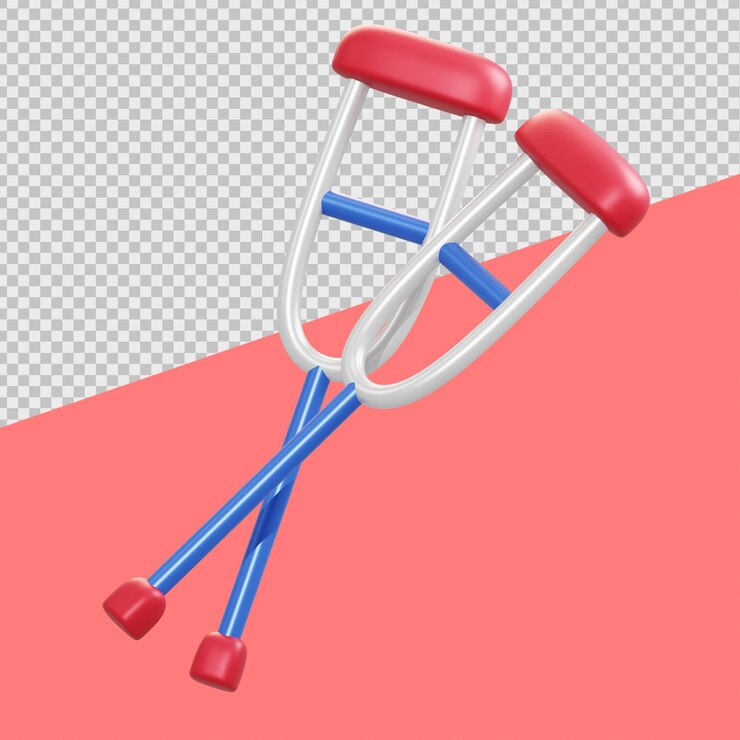 PSD piernas muletas ilustraciones médicas 3d