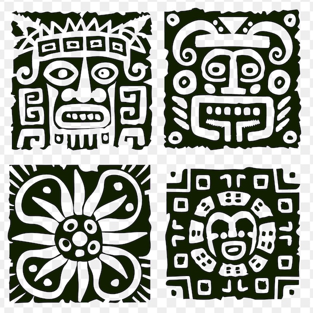 PSD pierre sculptée à la main avec des bordures incas design enrichi de l'esprit tatouage encre contour modèle de conception art