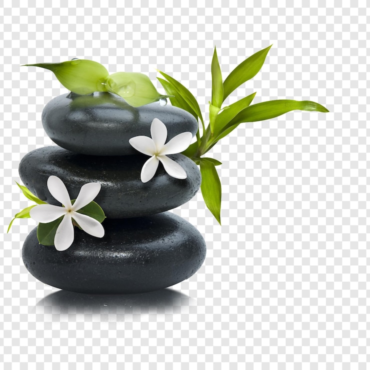PSD pierre de spa png pierre chaude transparente de haute qualité pour le massage, la relaxation et le bien-être