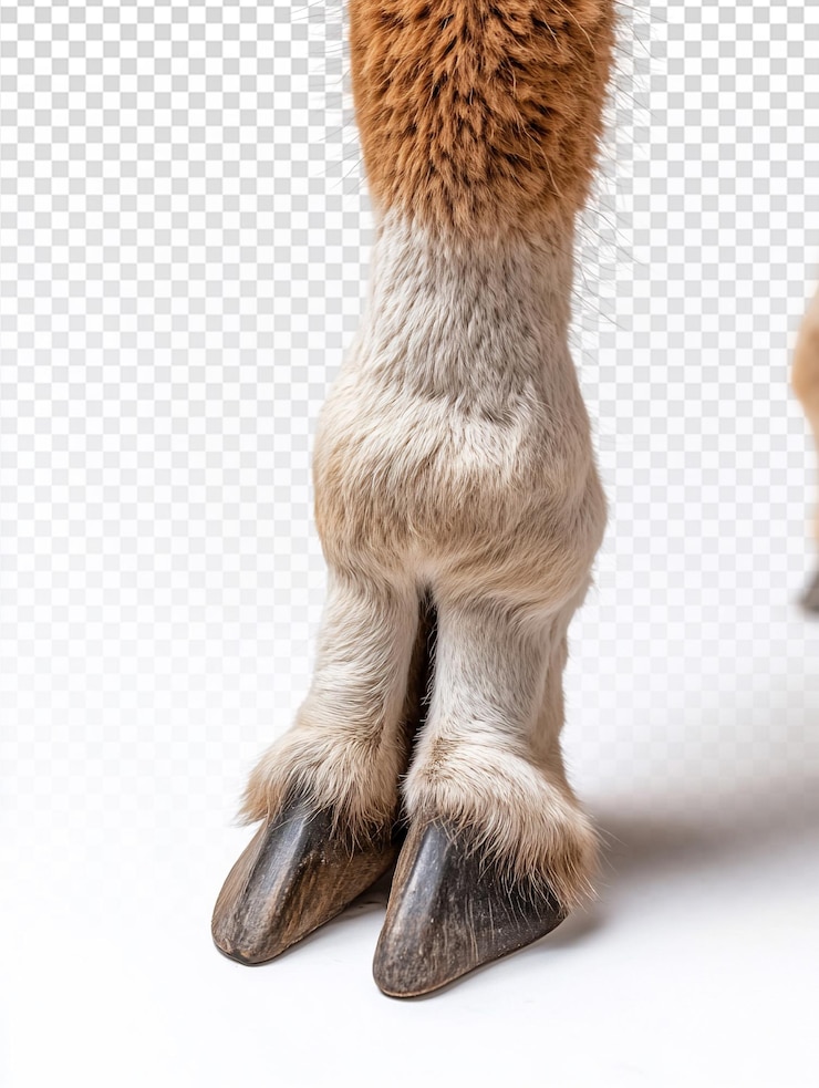 PSD los pies de la llama de cerca sobre un fondo blanco