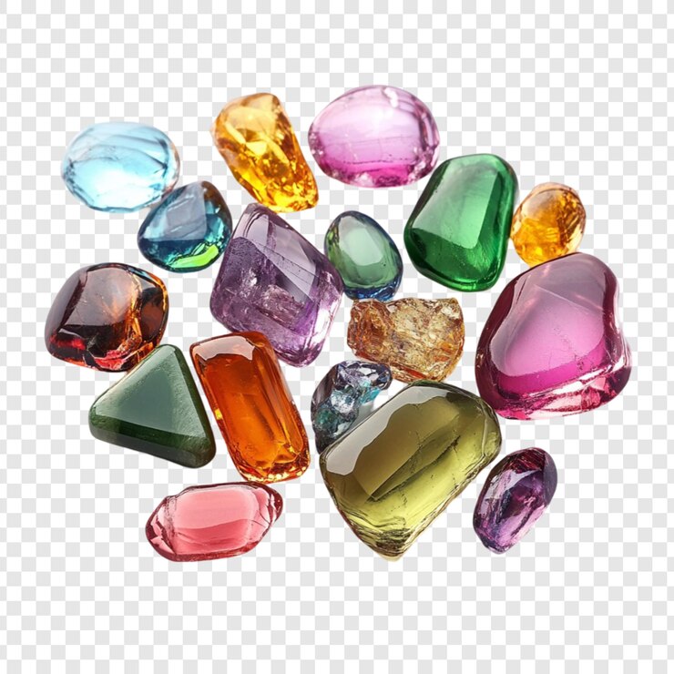 PSD pietre preziose colorate sparse collezione di gioielli vibranti