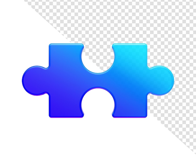 Una pieza de rompecabezas azul brillante con bordes lisos y una ilustración 3D de diseño futurista