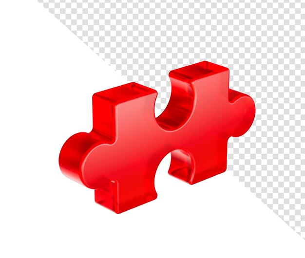 Una pieza de rompecabezas roja vibrante con bordes lisos y una ilustración 3D de diseño futurista