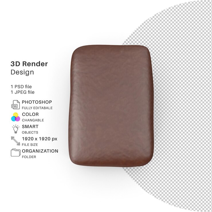 PSD piezas de barra de chocolate modelado 3d archivo psd chocolate realista