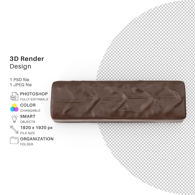 Piezas de barra de chocolate Modelado 3D Archivo PSD Chocolate realista