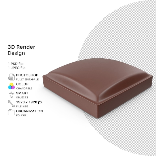 Piezas de barra de chocolate Modelado 3D Archivo PSD Chocolate realista
