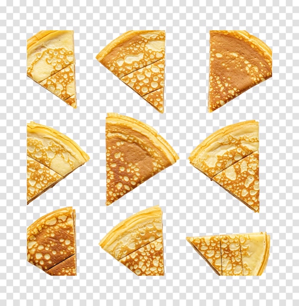 Piezas de crepe aisladas en un fondo transparente de alta resolución