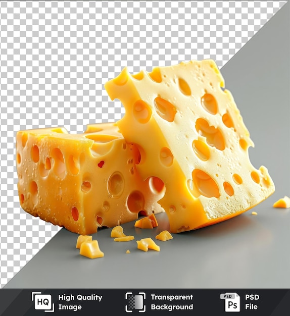 PSD piezas de imagen de queso en un fondo gris