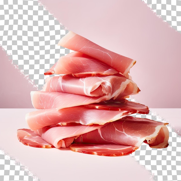 PSD piezas de jamón de parma con fondo transparente