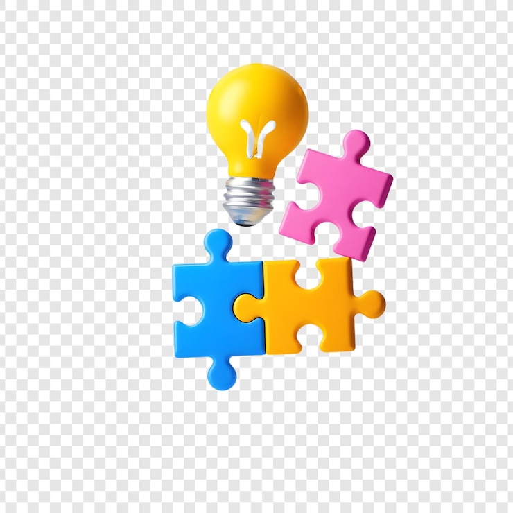 PSD piezas de rompecabezas coloridas con la palabra luz en ellos