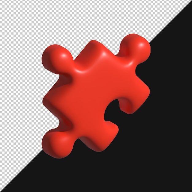 Piezas de rompecabezas rojas renderizadas en 3D aisladas sobre un fondo transparente