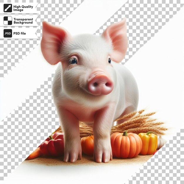 PSD a pig is standing on a pumpkin and is on a pumpkin