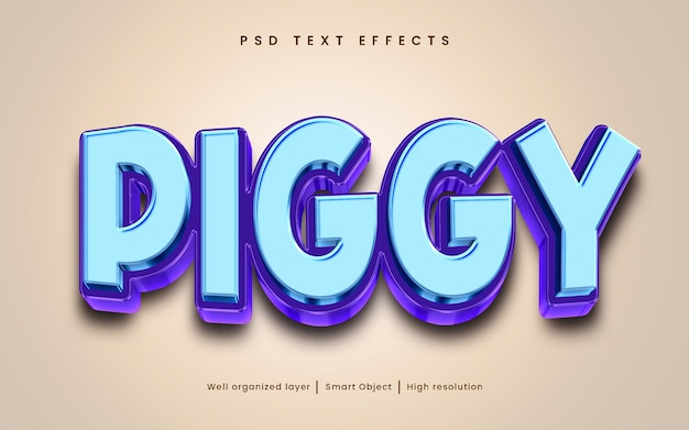 PSD piggy 3d bearbeitbarer texteffektstil