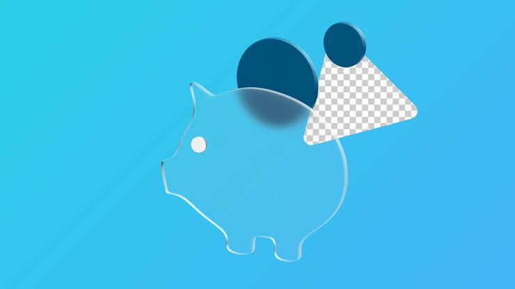 PSD piggy bank glassmorphism stylized icon