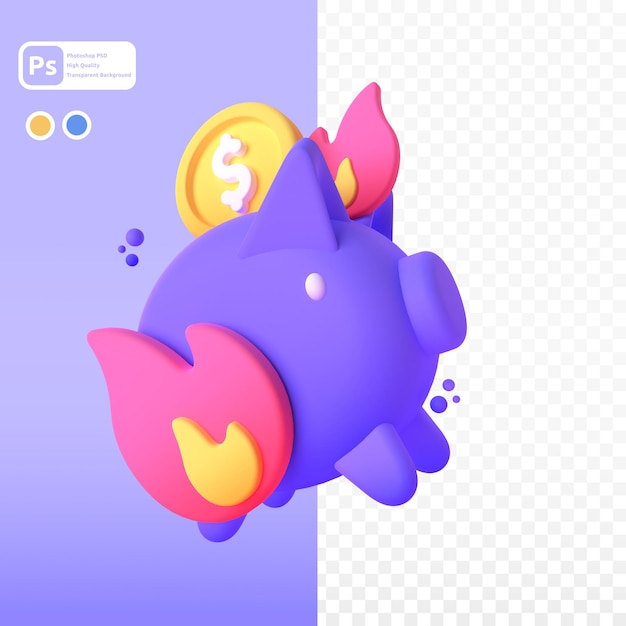 Piggy Bank in 3D-Render für grafische Asset-Webpräsentation oder andere