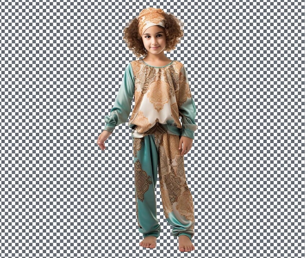 PSD pijamas islámicos bonitos y cómodos para niños aislados sobre un fondo transparente