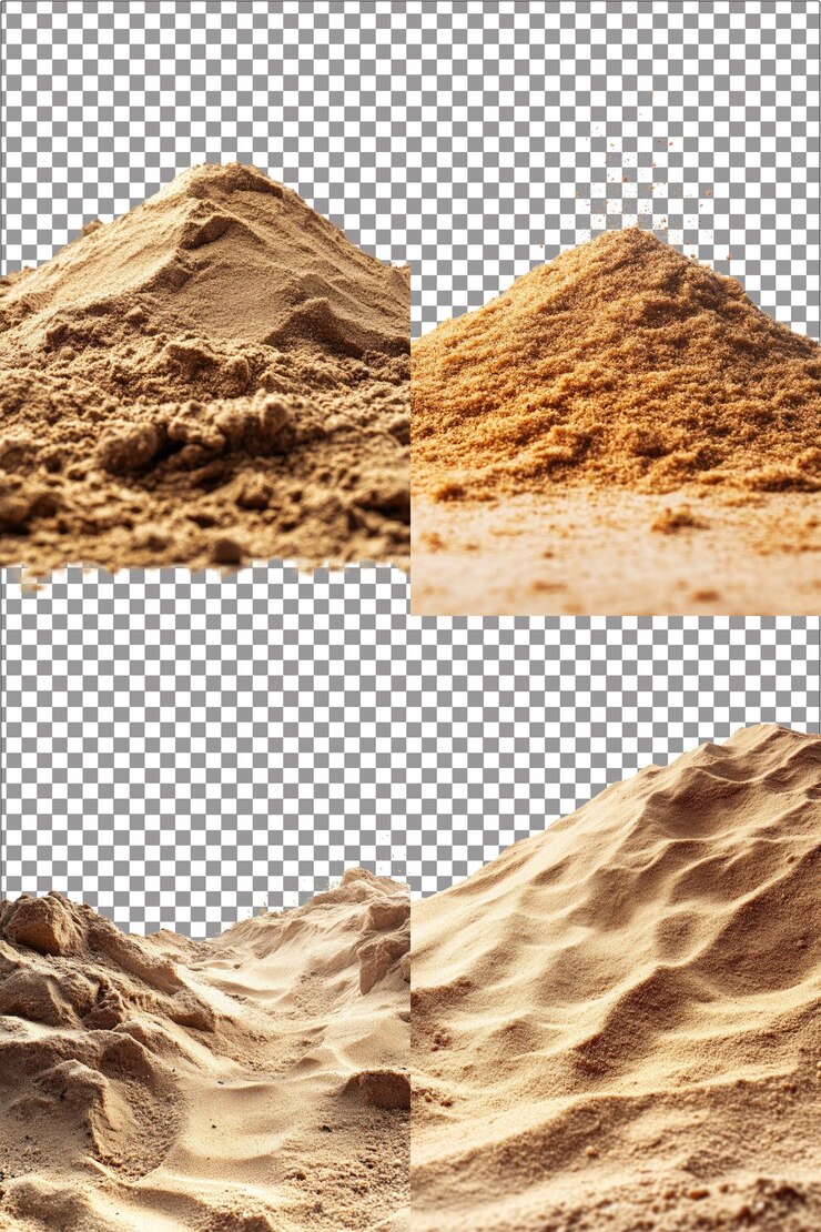 Pila de arena de playa seca Textura natural y calmante de playa Hiperrealista PNG aislado con T claro