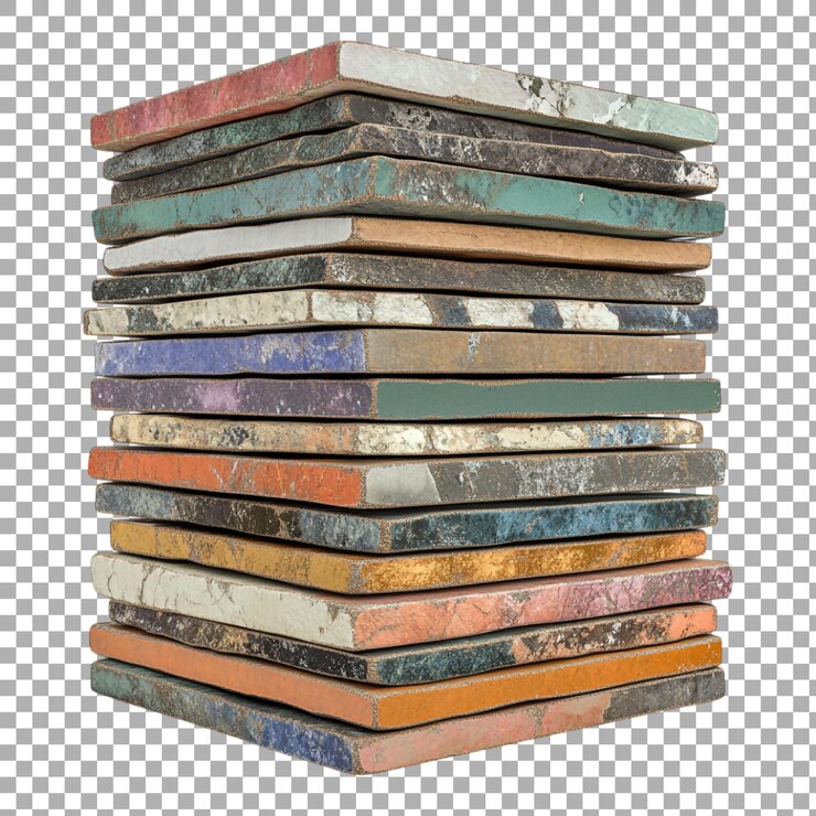 PSD una pila de azulejos png contra un fondo transparente