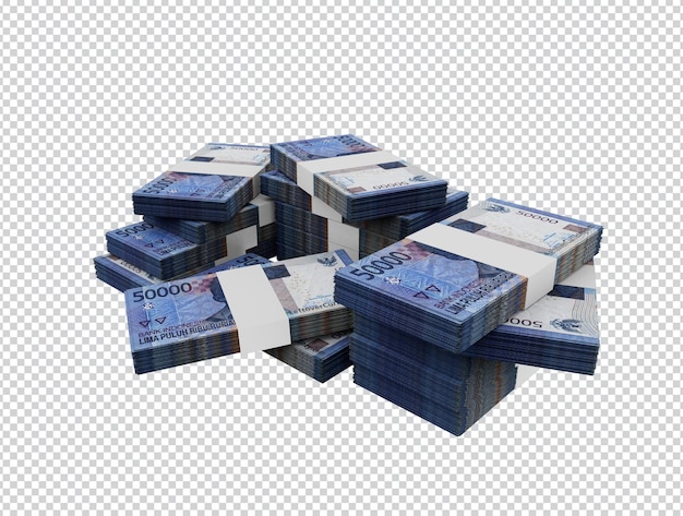 Una pila de billetes de 50000 rupias indonesias