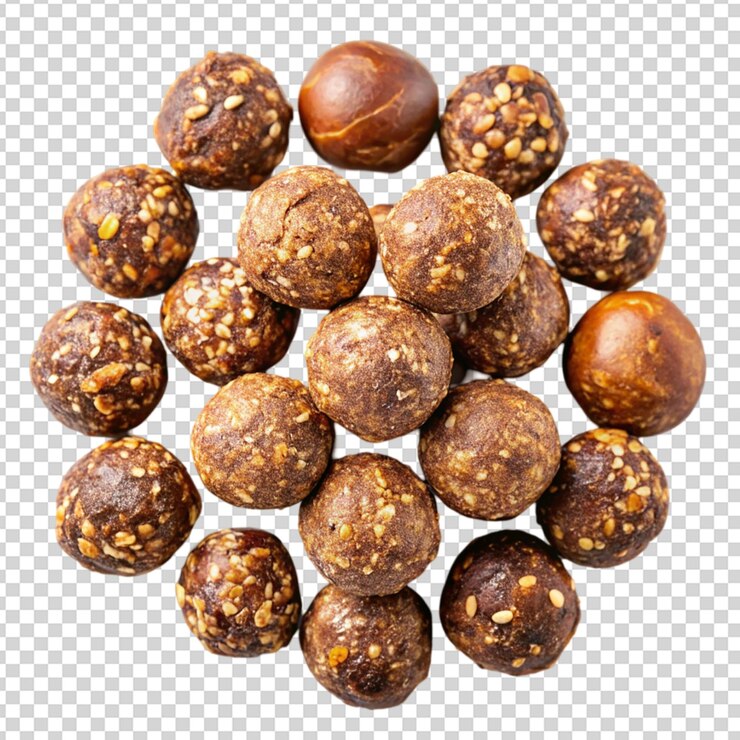 PSD una pila de bolas de chocolate aisladas sobre un fondo transparente