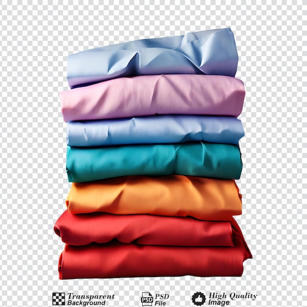 PSD pila de camisas plegadas de colores aisladas en un fondo transparente