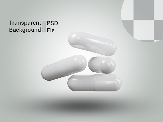 PSD pila de cápsulas de pastillas de medicina 3d renderizada con elementos gráficos de fondo transparente