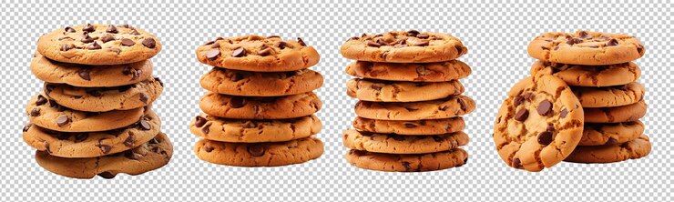 PSD una pila de colecciones de cookies aisladas en un fondo transparente