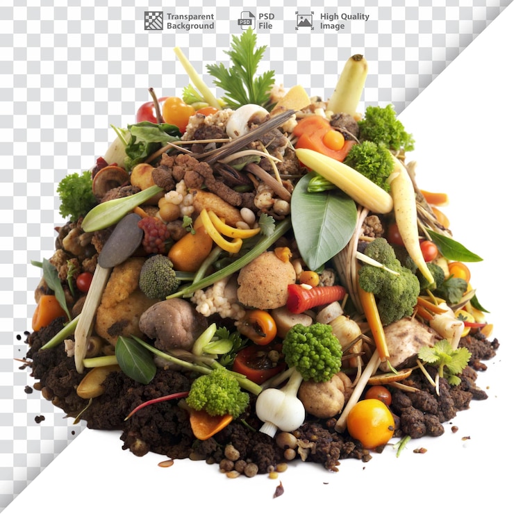 PSD una pila de compost de jardín fresco