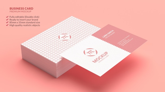 Pila de concepto de diseño de marca de maqueta de tarjeta de visita