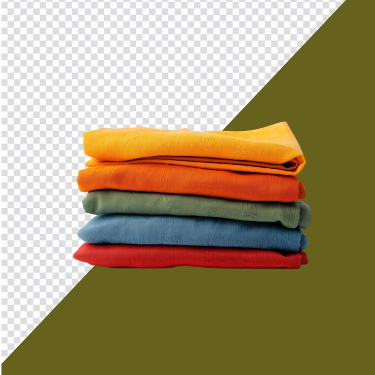 PSD una pila cuidadosamente plegada de ropa acogedora de colores brillantes