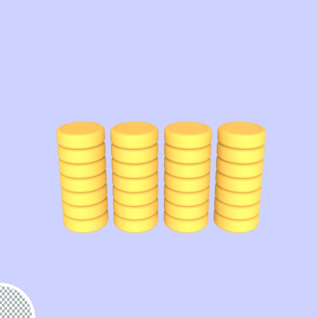 pila di rendering 3d Icona isolata di cambio valuta moneta d'oro