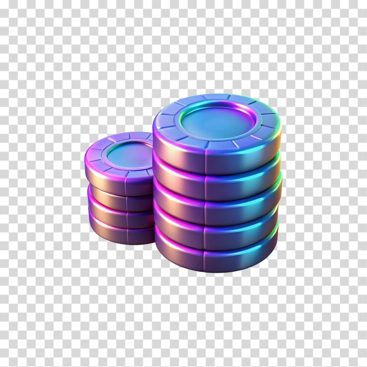 PSD una pila de fichas de juego iridescentes en 3d