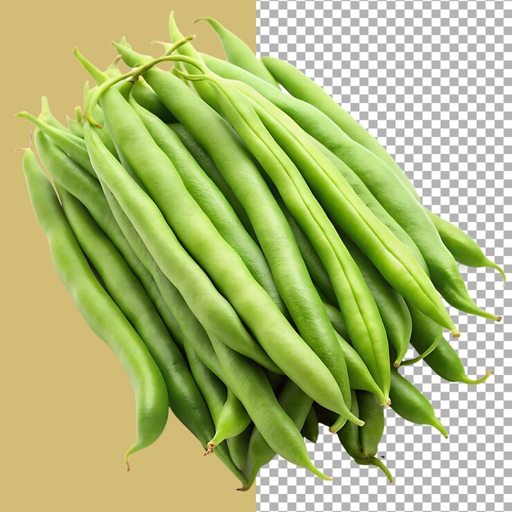 Una pila de frijoles verdes frescos