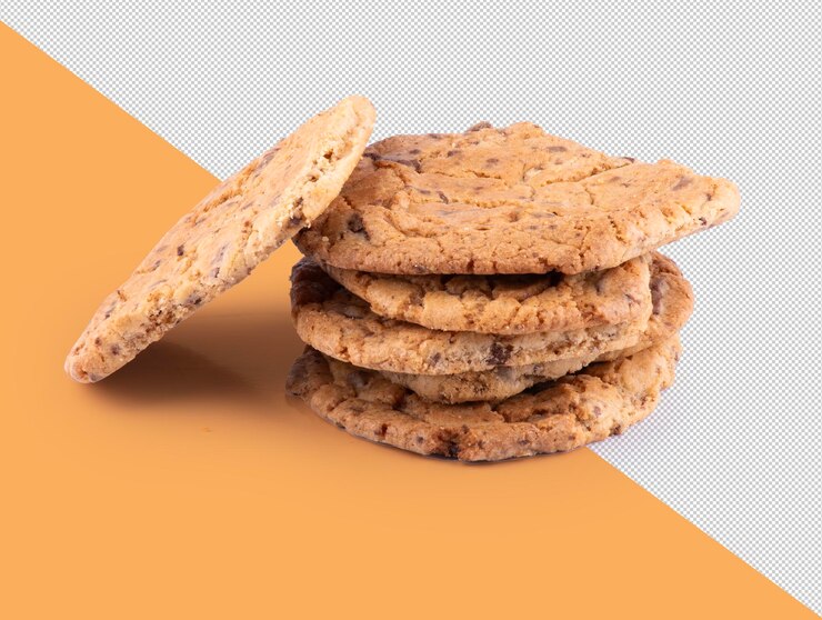 PSD pila de galletas de chocolate horneado aisladas sobre un fondo transparente