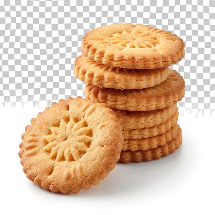 PSD una pila de galletas con un recorte en forma de estrella en un fondo blanco