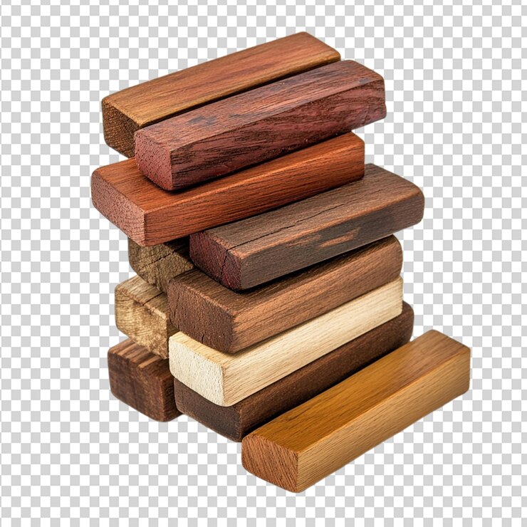 PSD una pila de imitación de madera aislada sobre un fondo transparente