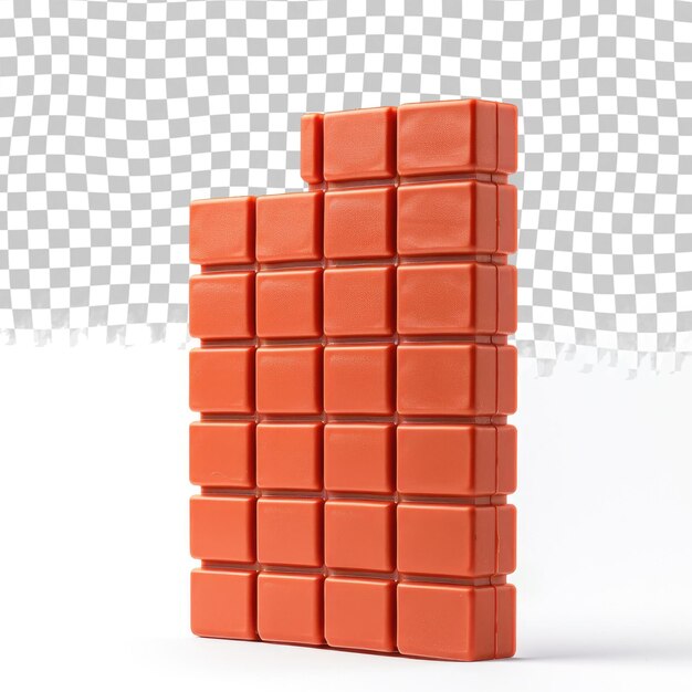 una pila de ladrillos rojos con uno que dice cubo en él