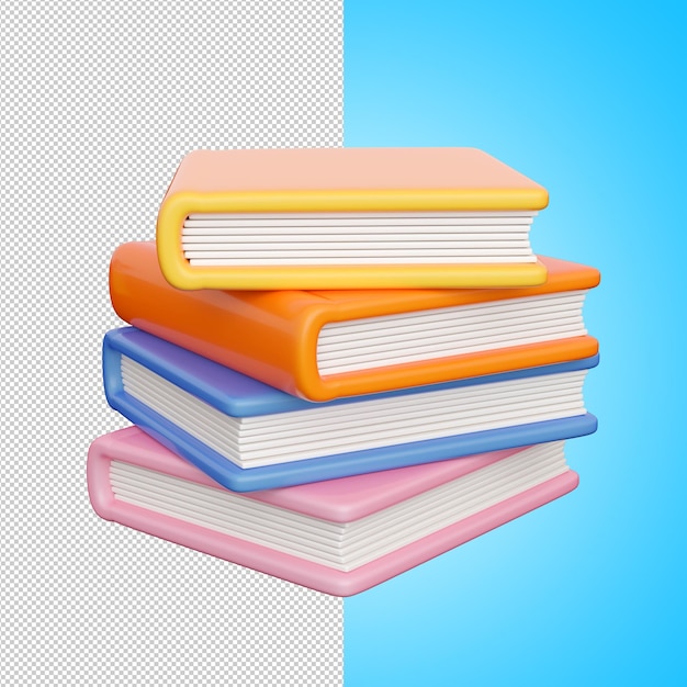 Pila de libros 3d Educación aprendizaje estudio e información concepto Render 3d realista de alta calidad