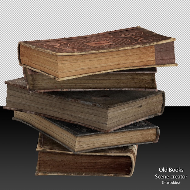 pila de libros antiguos Libros antiguos aislados Libros de cuero vintage en una pila aislada