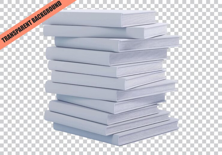 PSD una pila de libros blancos aislados sobre un fondo transparente