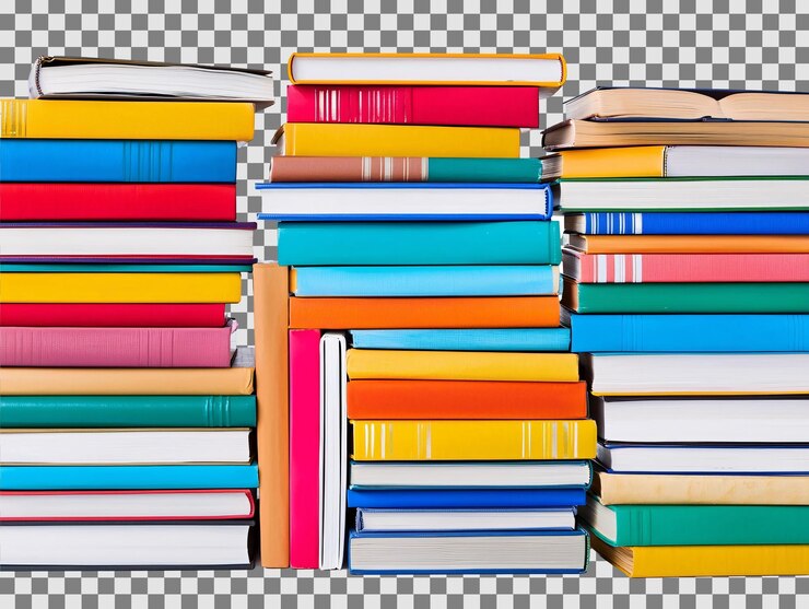 PSD una pila de libros con cubiertas de diferentes colores