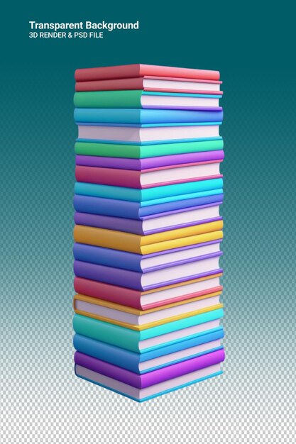 PSD una pila de libros con diferentes colores en ellos