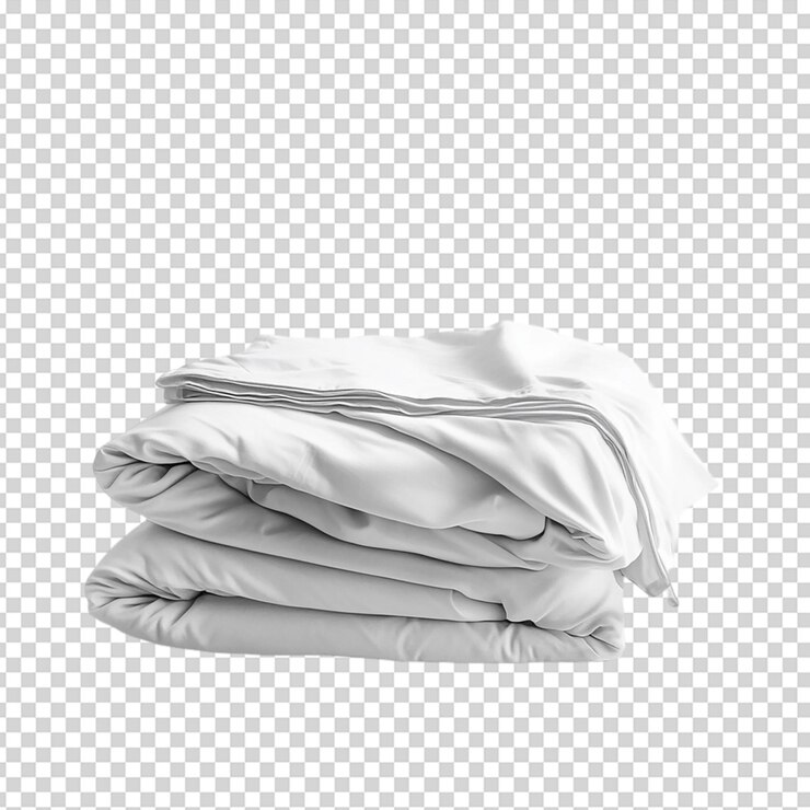 PSD una pila de mantas blancas sobre un fondo blanco