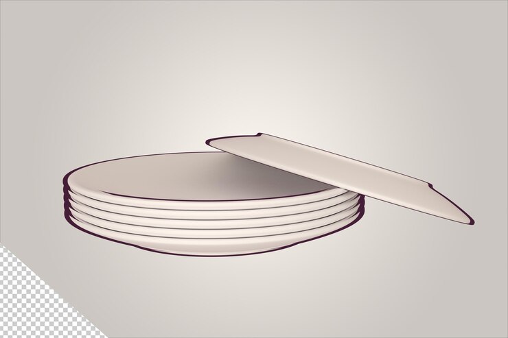 Pila de modelos de placas en 3D con arte lineal en 2D y una placa superpuesta con vista superior