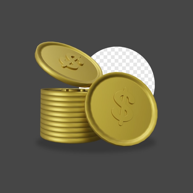 Pila de moneda de renderizado 3D