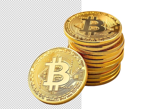 Pila de monedas bitcoin doradas