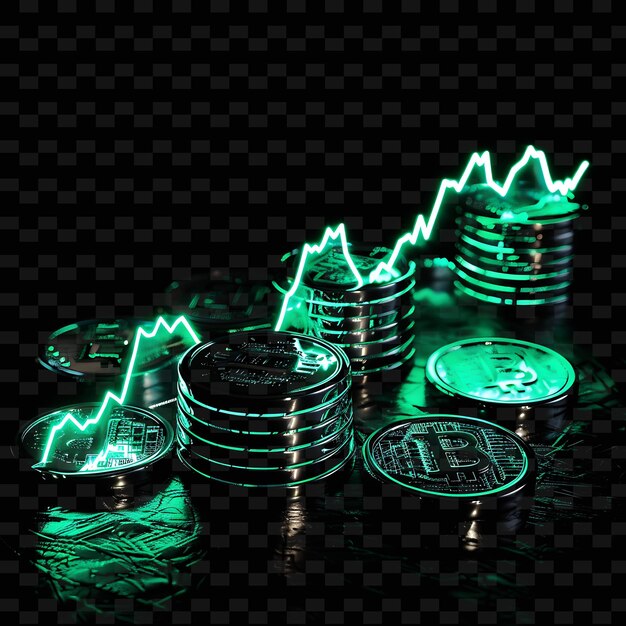 Pila de monedas con gráfico gráfico icono 3D con una pila de monedas y PNG forma de color neón de moda