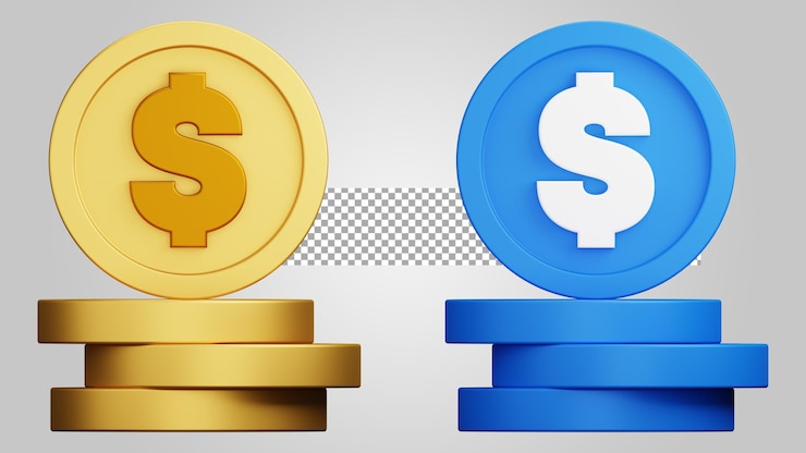 PSD pila, monedas, moneda, pila, aislado, en, transparente, plano de fondo, 3d, render