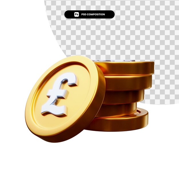 Pila de monedas de oro en 3D rendering aislado